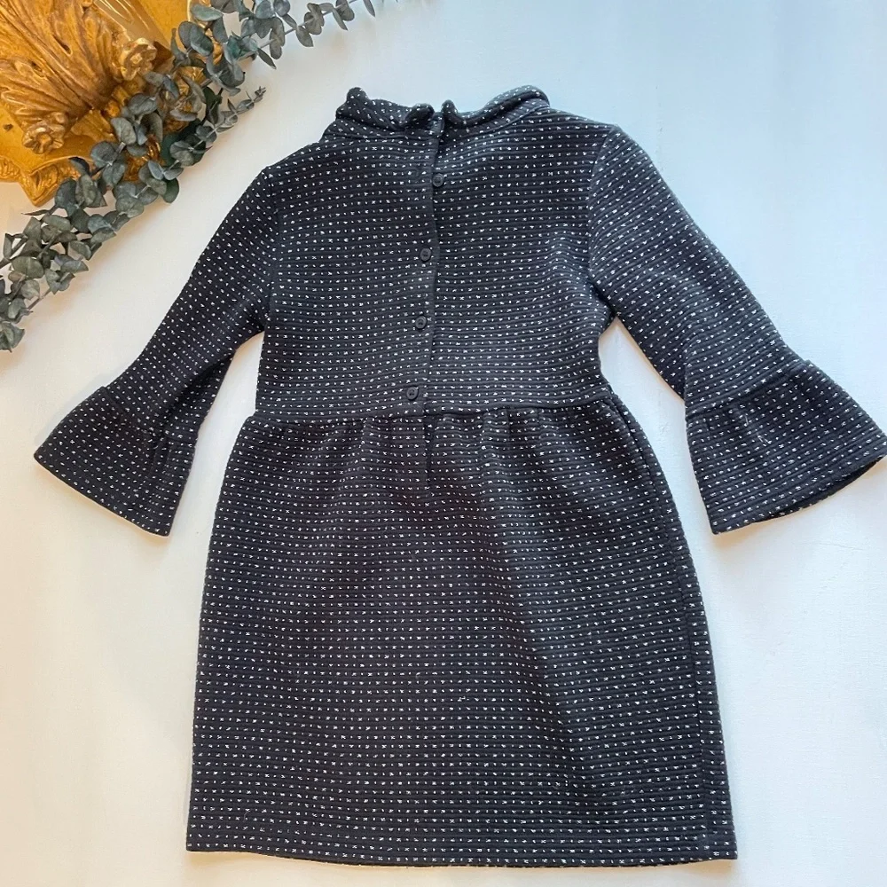 Janie Jack x Juno Valentine Girls Dress 5 Black Metallic Bow Holiday Party Photo